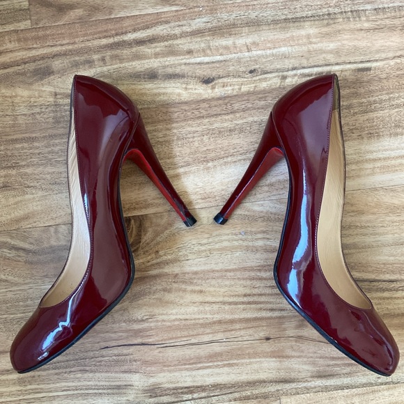 Christian Louboutin Ron Ron 100mm Burgundy patent calf pumps 39.5 - Picture 7 of 12